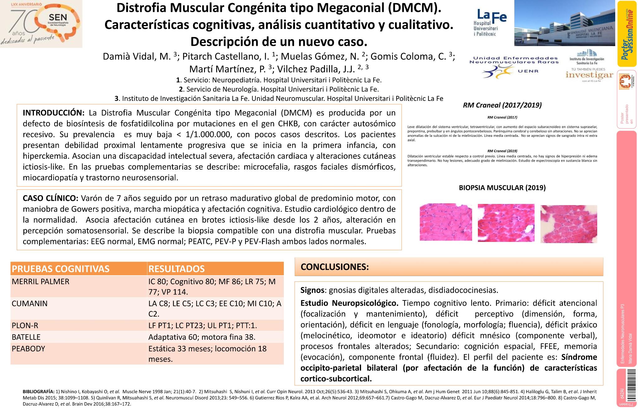 Distrofia Muscular Congénita tipo Megaconial (DMCM). Características cognitivas, análisis cuantitativo y cualitativo. Descripción de un nuevo caso