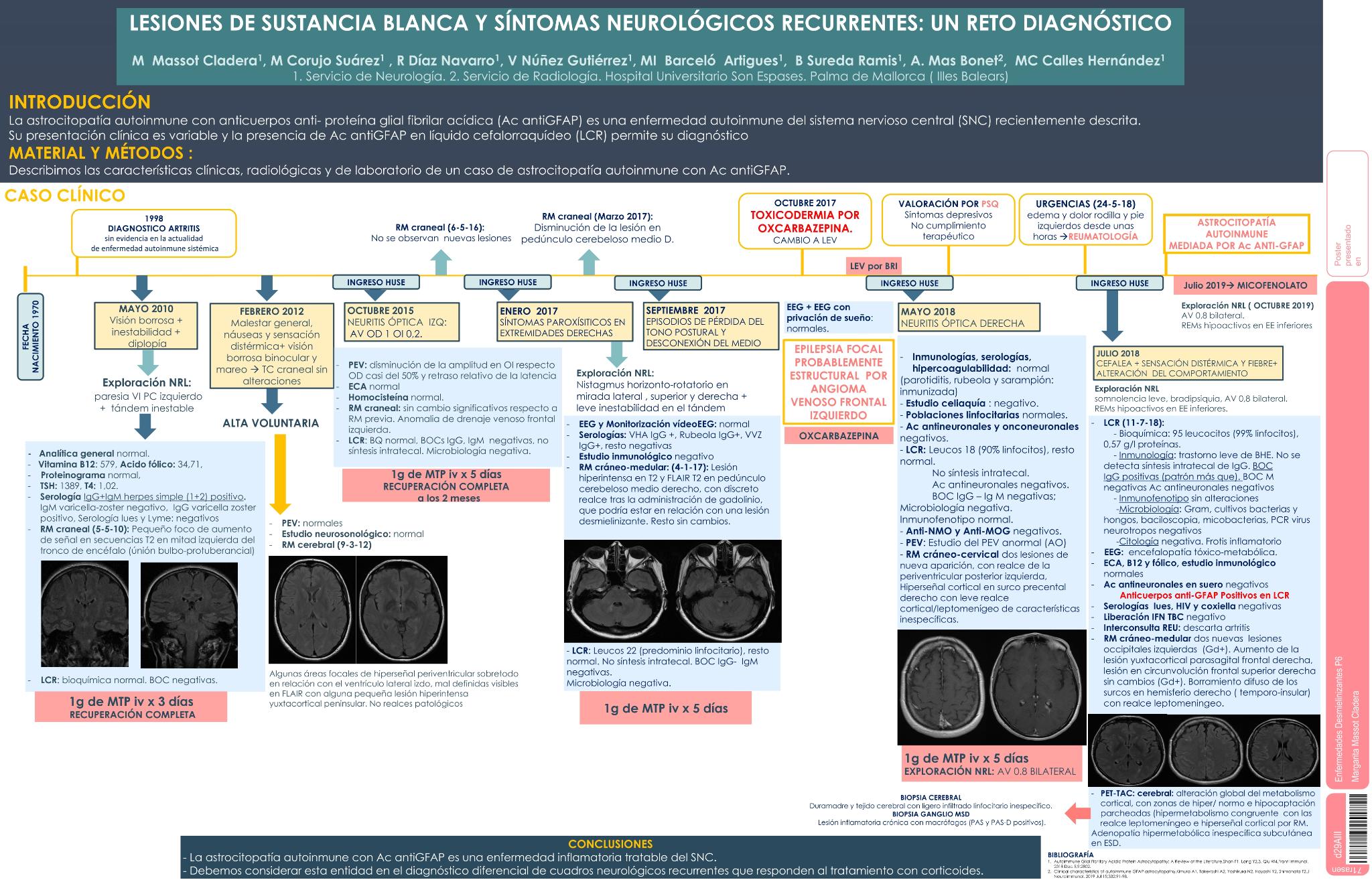 Lesiones de sustancia blanca y síntomas neurológicos recurrentes:  un reto diagnóstico