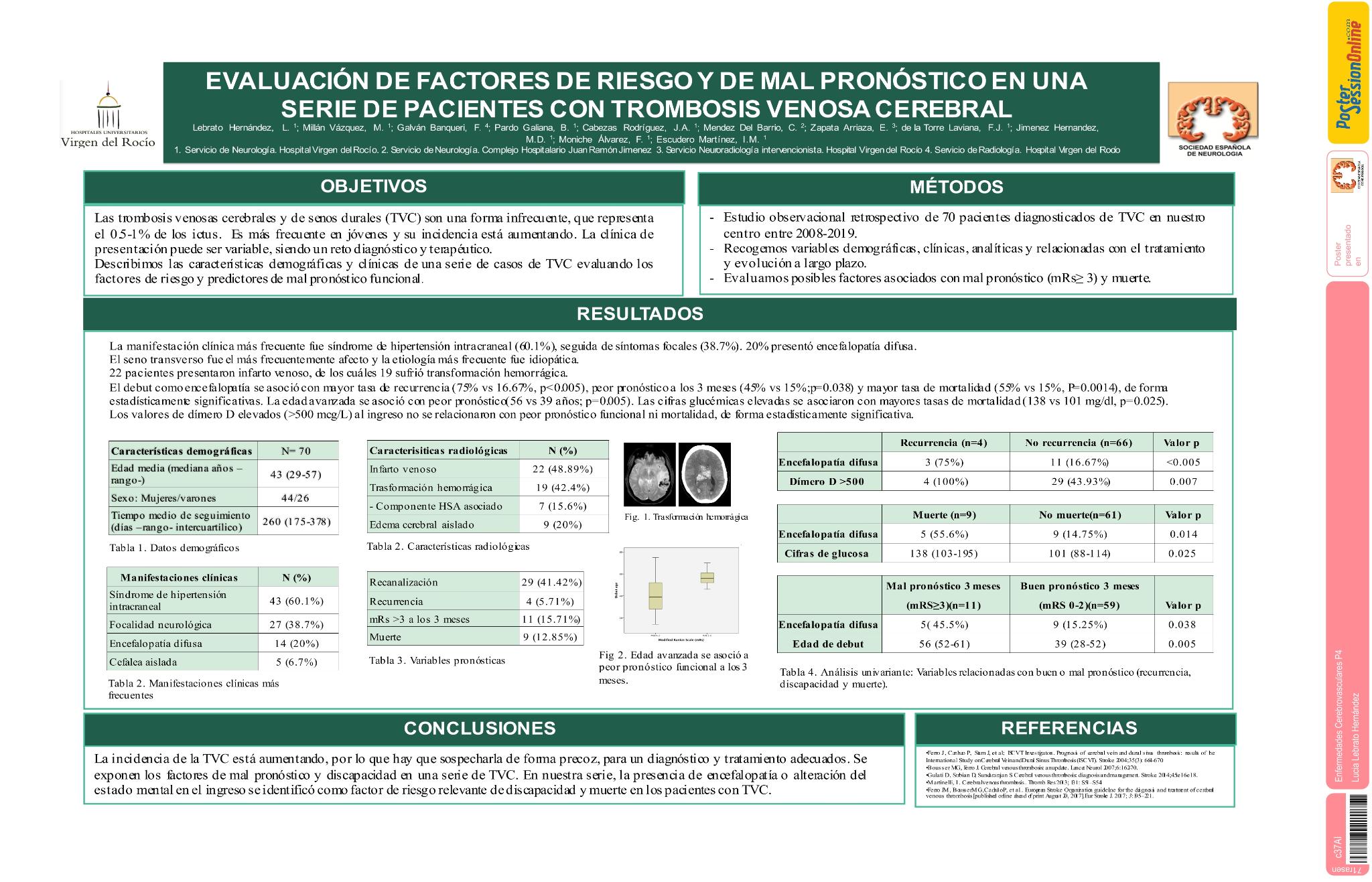 Evaluación de factores de riesgo y de mal pronóstico en una serie de pacientes con trombosis venosa cerebral