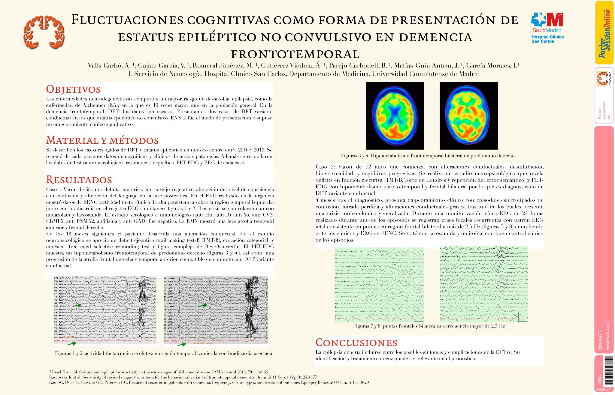 Fluctuaciones cognitivas como forma de presentación de estatus epiléptico no convulsivo en demencia frontotemporal