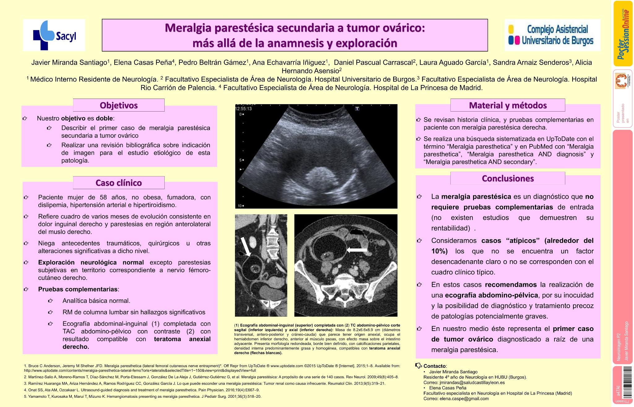 Meralgia parestésica secundaria a tumor ovárico