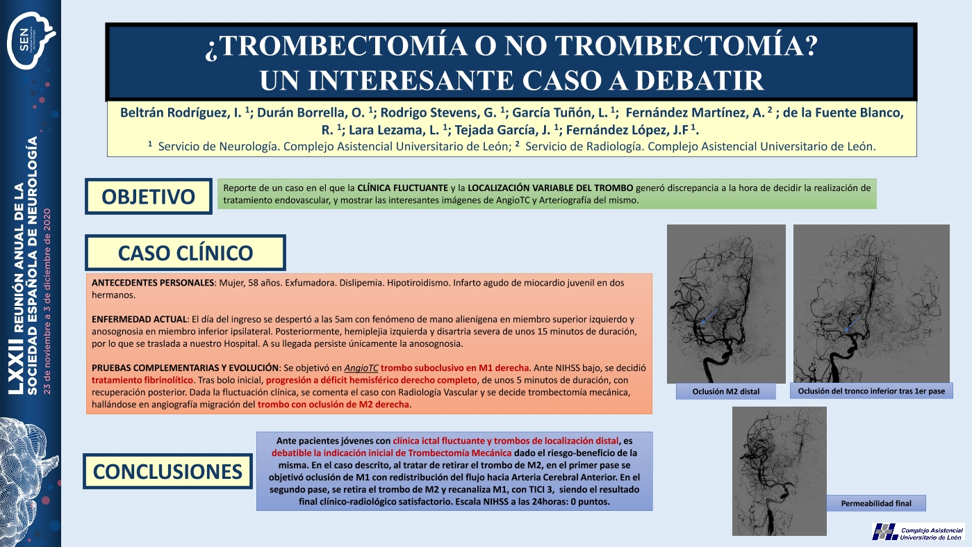 ¿Trombectomía o no trombectomía? Un interesante caso a debatir