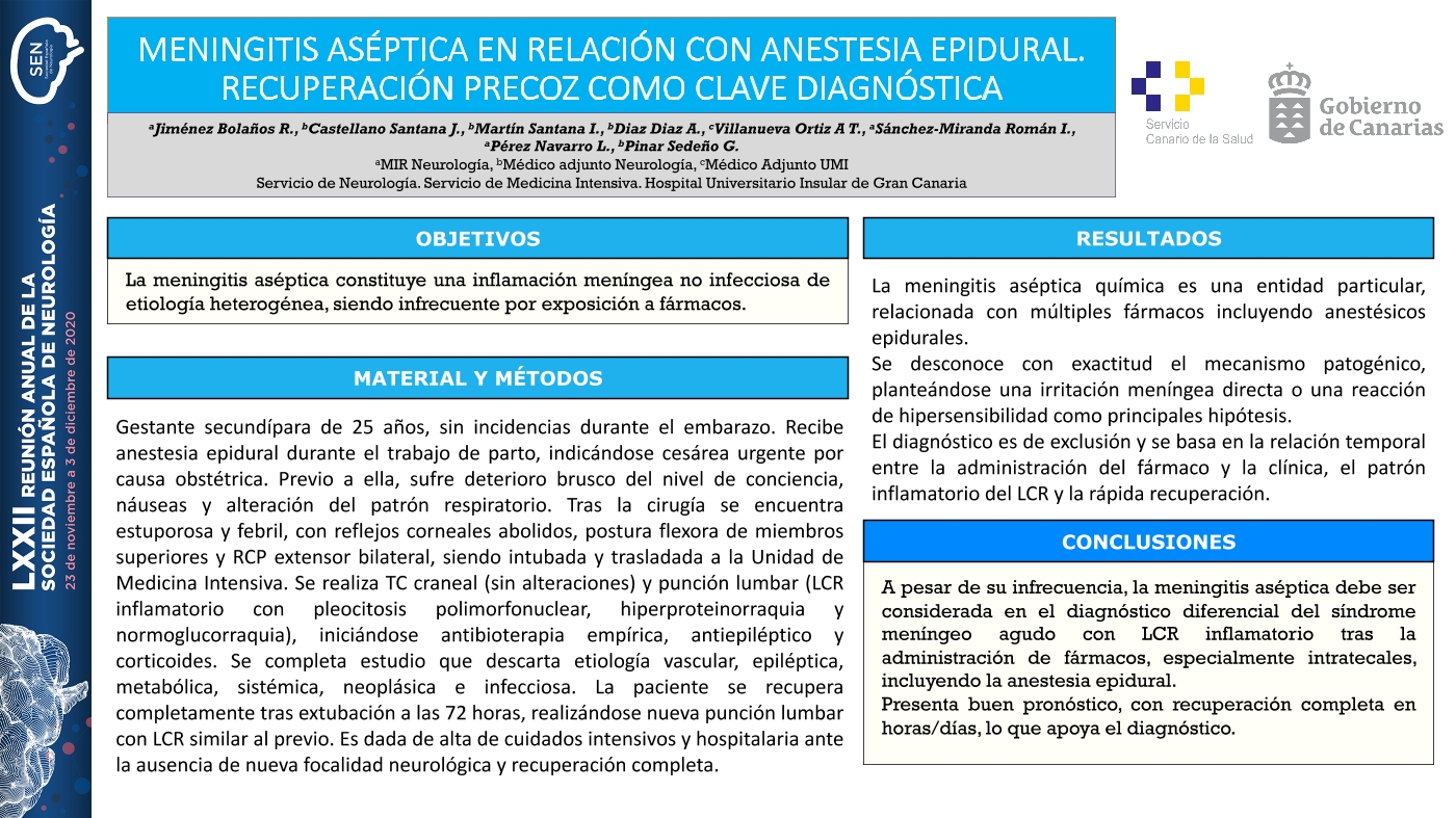 Meningitis aséptica en relación con anestesia epidural. Recuperación precoz como clave diagnóstica