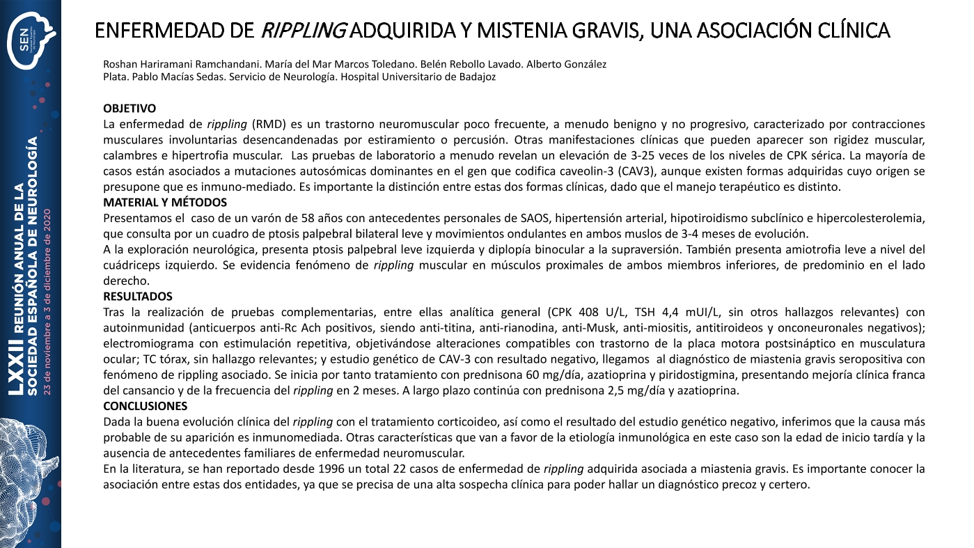 Enfermedad de rippling adquirida y miastenia gravis, una asociación clínica