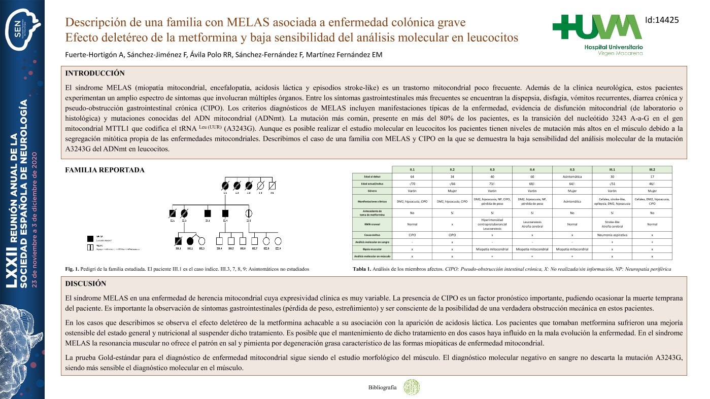 Descripción de una familia con MELAS asociada a enfermedad colónica grave. Efecto deletéreo de la metformina y baja sensibilidad del análisis molecular en leucocitos