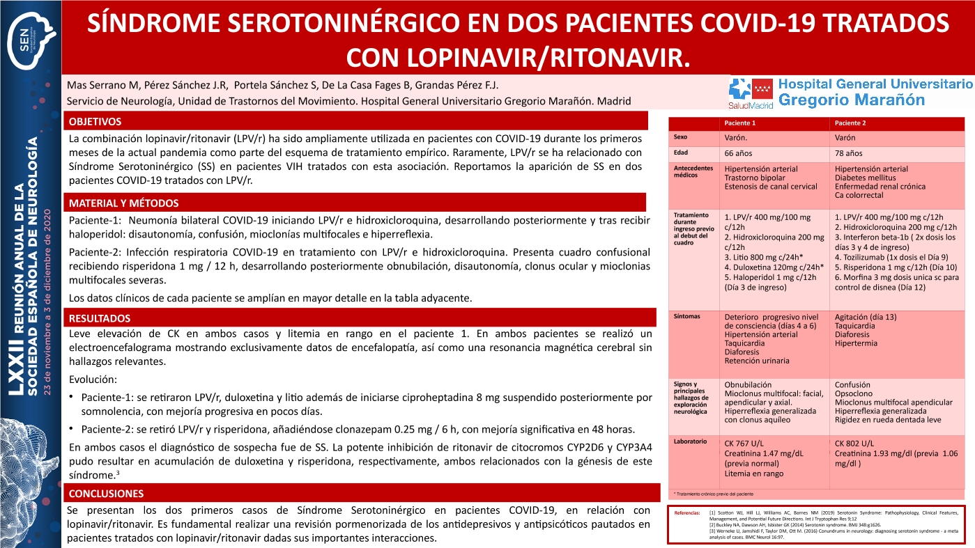 Síndrome serotoninérgico en dos pacientes COVID-19 tratados con lopinavir/ritonavir