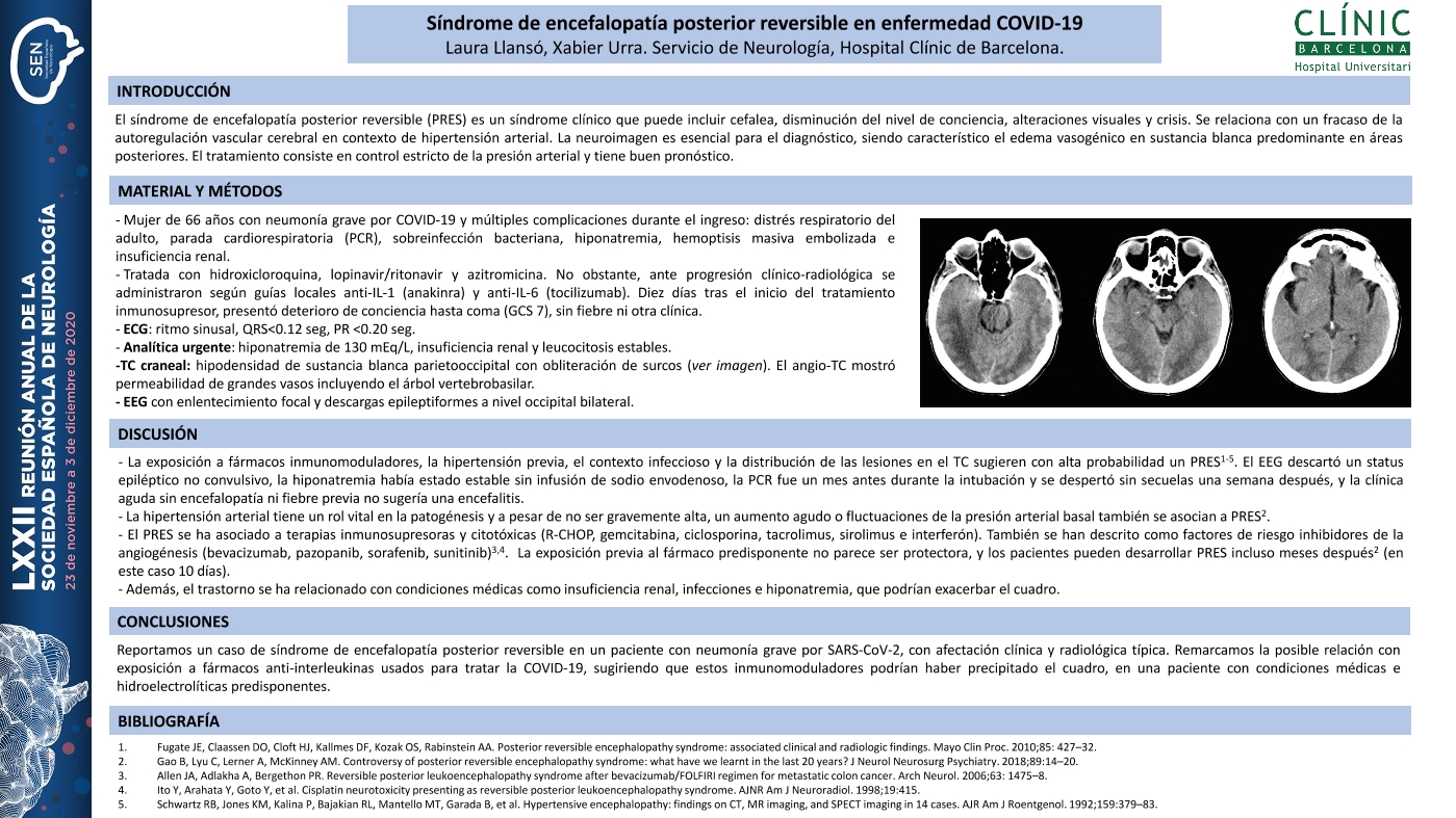 Síndrome de encefalopatía posterior reversible en enfermedad COVID-19