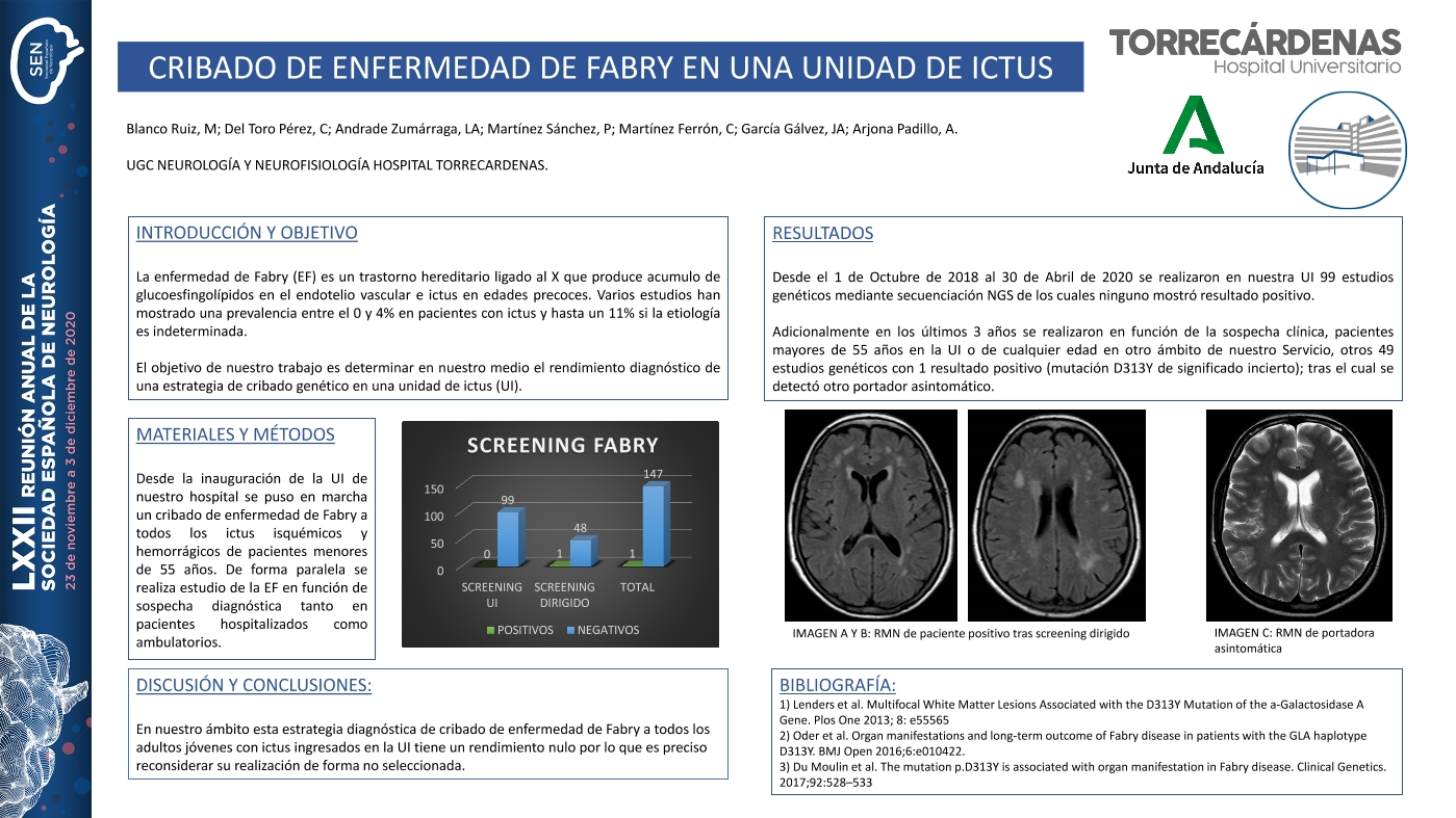 Cribado de enfermedad de Fabry en una unidad de ictus
