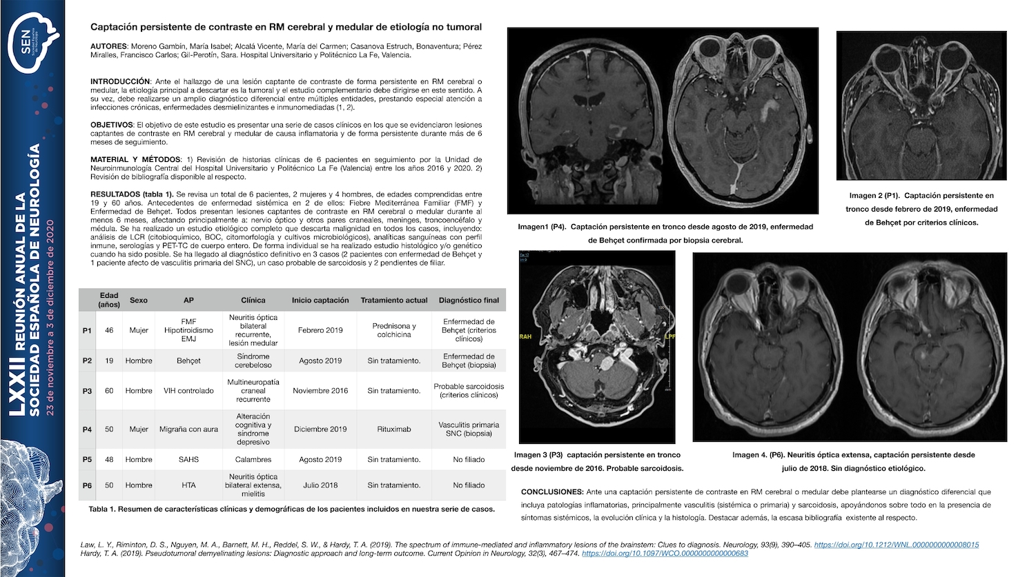 Captación persistente de contraste en RM cerebral y medular de etiología no tumoral