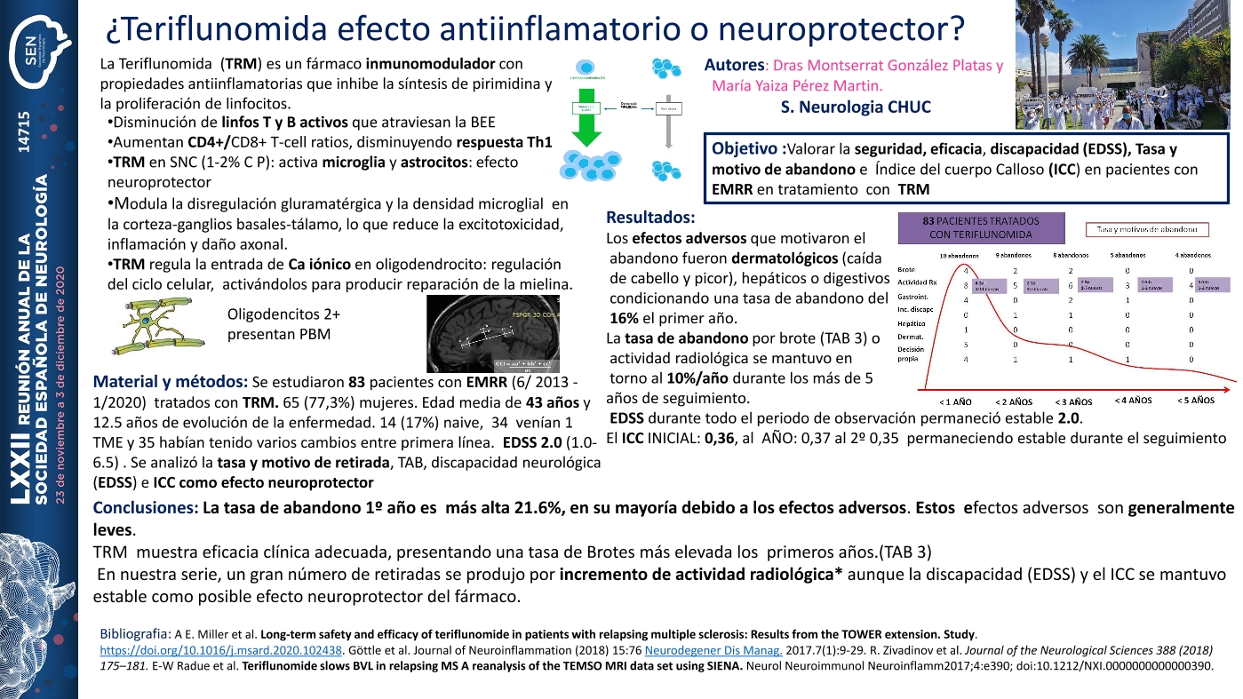 Teriflunomida efecto  antiinflamatorio o neuroprotector