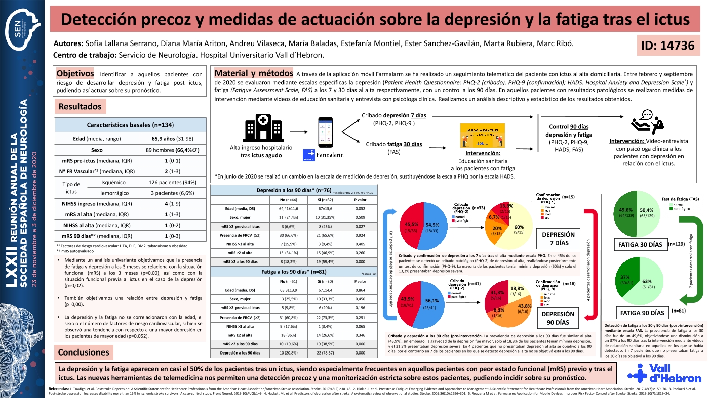Detección precoz y medidas de actuación sobre la depresión y la fatiga tras el ictus.