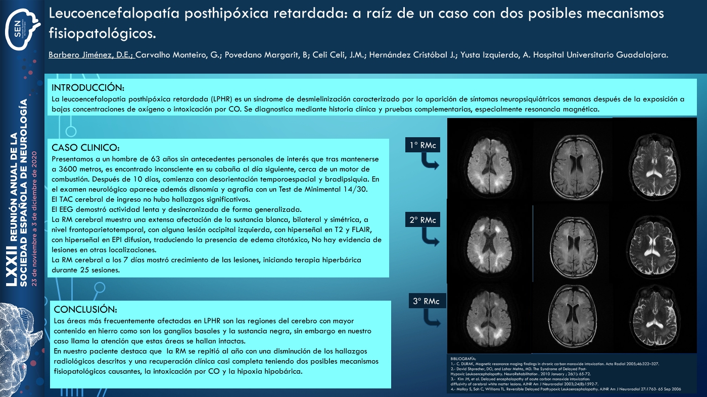 Leucoencefalopatía posthipoxica retardada: a raíz de un caso con dos posibles mecanismos fisiopatológicos