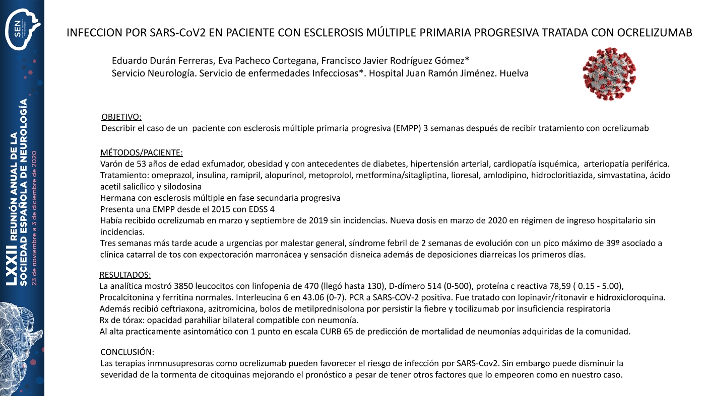 Infección por SARS-CoV2 en paciente con esclerosis múltiple primaria progresiva tratado con Ocrelizumab