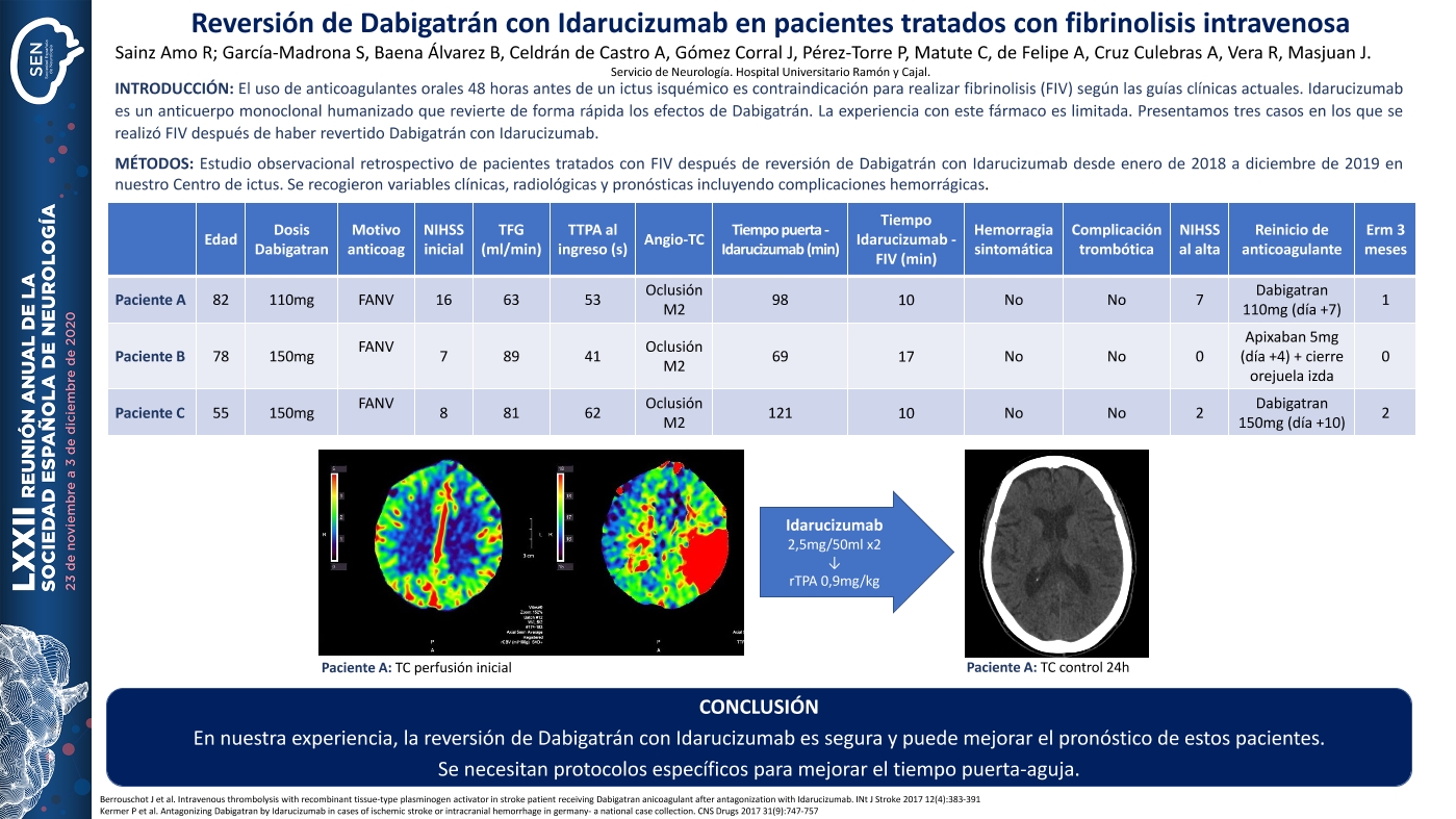 Reversión de Dabigatrán con Idarucizumab en pacientes tratados con fibrinolisis intravenosa
