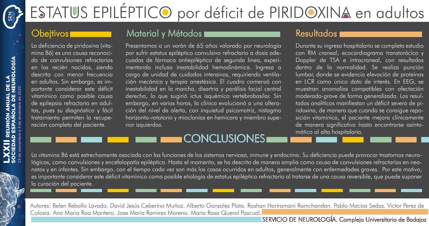 Estatus epiléptico por déficit de piridoxina en adultos.