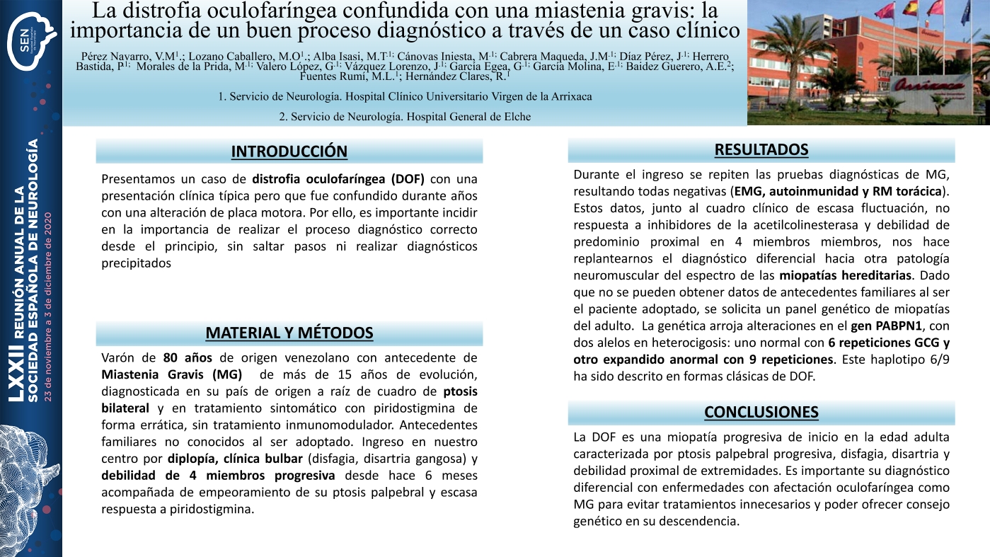 La distrofia oculofaríngea confundida con una miastenia gravis: la importancia de un buen proceso diagnóstico a través de un caso clínico