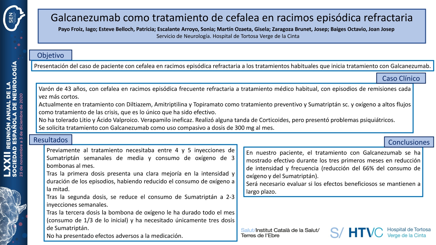 Galcanezumab como tratamiento de cefalea en racimos espisódica refractaria