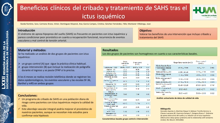 Beneficios clínicos del cribado y tratamiento de SAHS tras el ictus isquémico