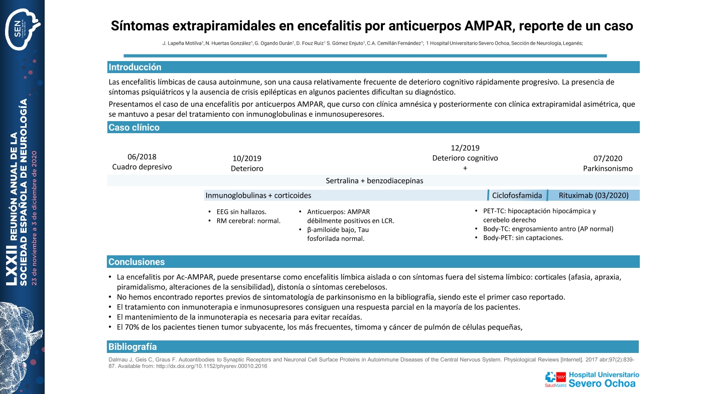 Síntomas extrapiramidales en encefalitis por anticuerpos AMPAR, reporte de un caso.