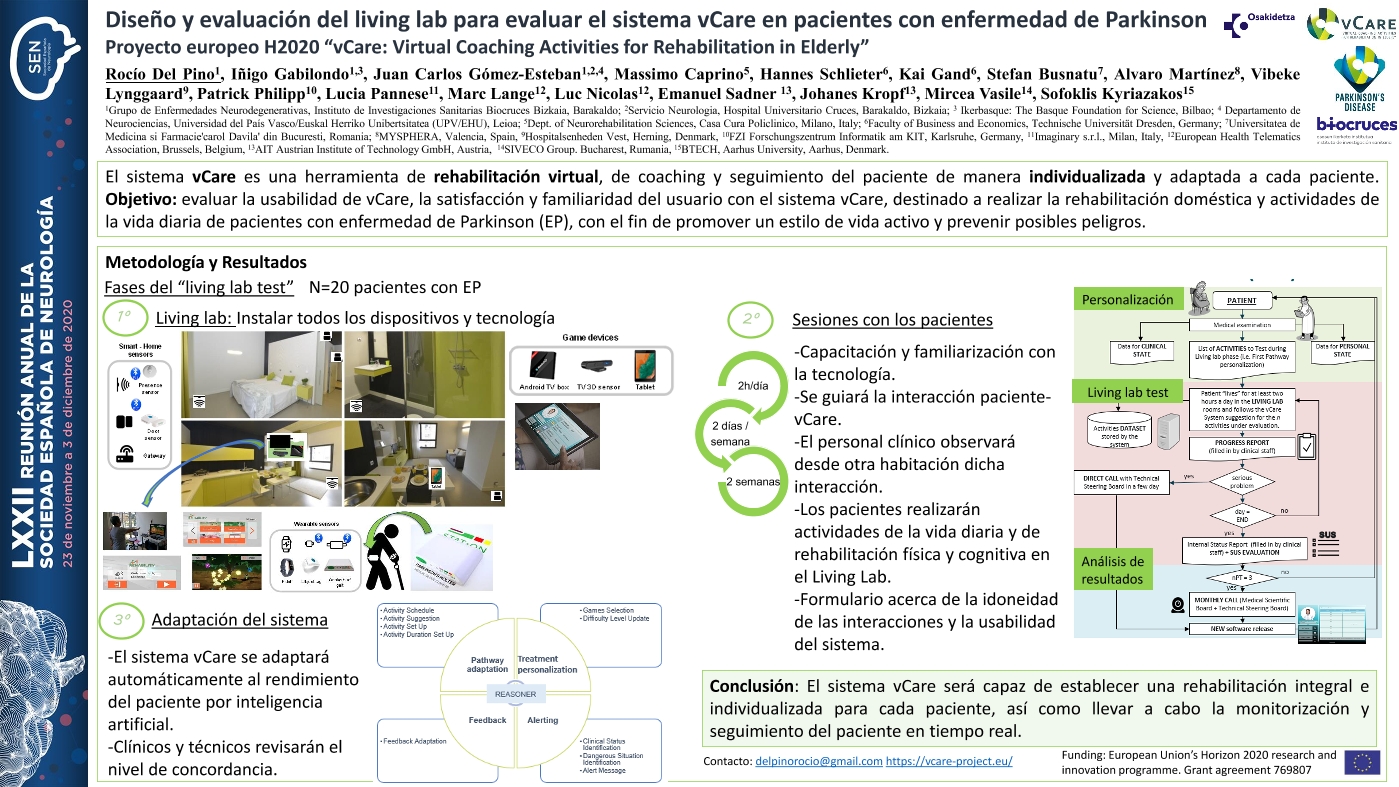 Diseño y evaluación del living lab para evaluar el sistema vCare "virtual coaching activities for rehabilitation in elderly" en pacientes con enfermedad de Parkinson