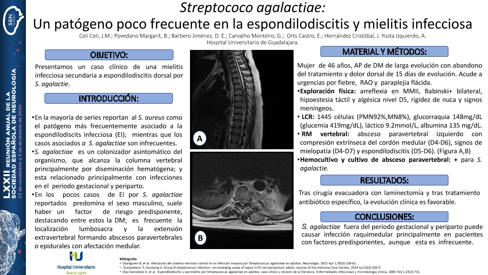 Streptococo agalactiae un patógeno poco frecuente en la espondilodiscitis y mielitis infecciosa