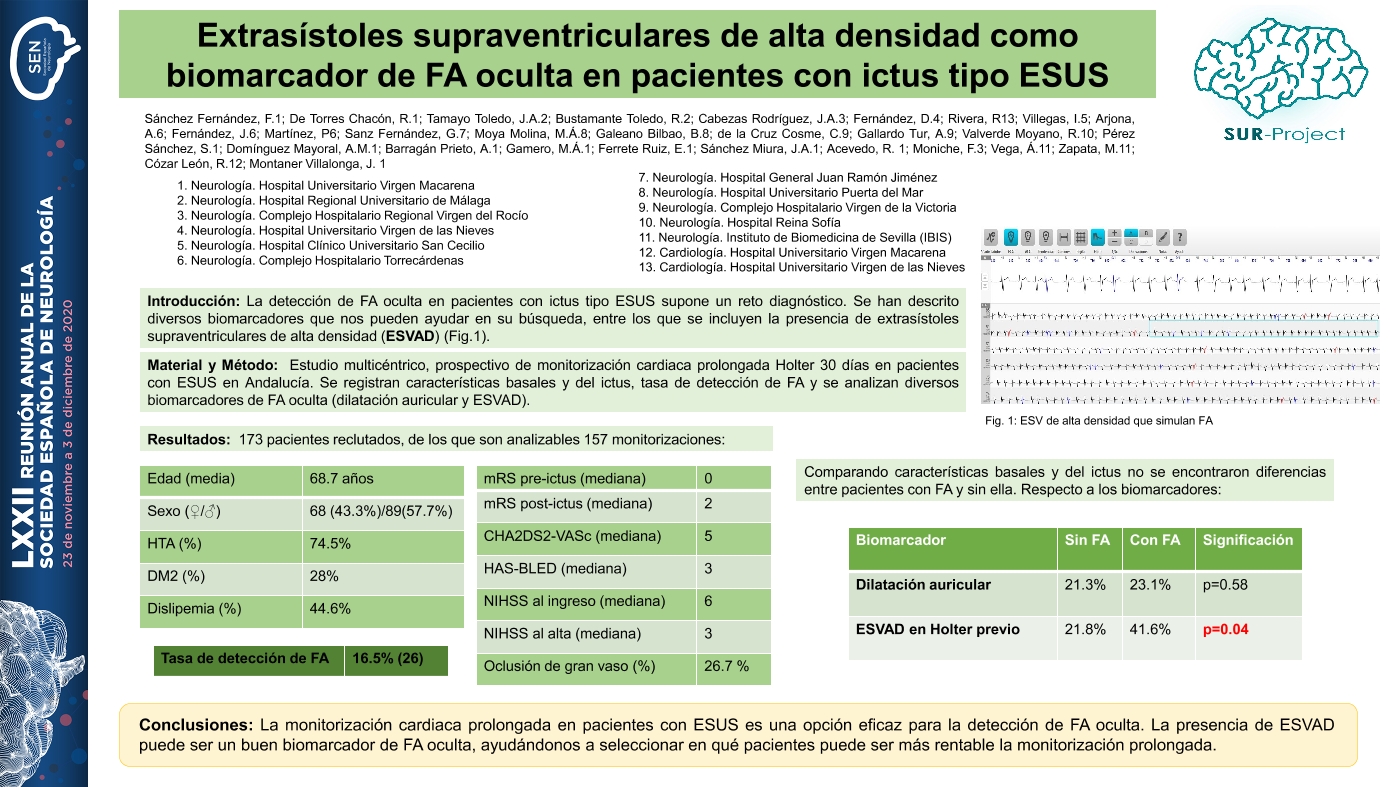 Extrasístoles supraventriculares de alta densidad como biomarcador de FA oculta en pacientes con ictus tipo ESUS