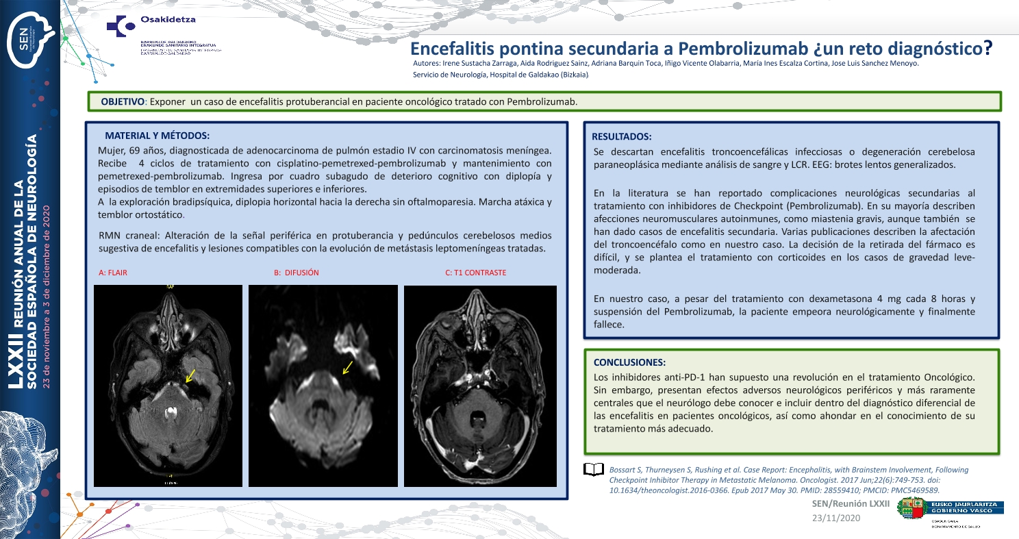 Encefalitis pontina secundaria a Pembrolizumab ¿un reto diagnóstico?