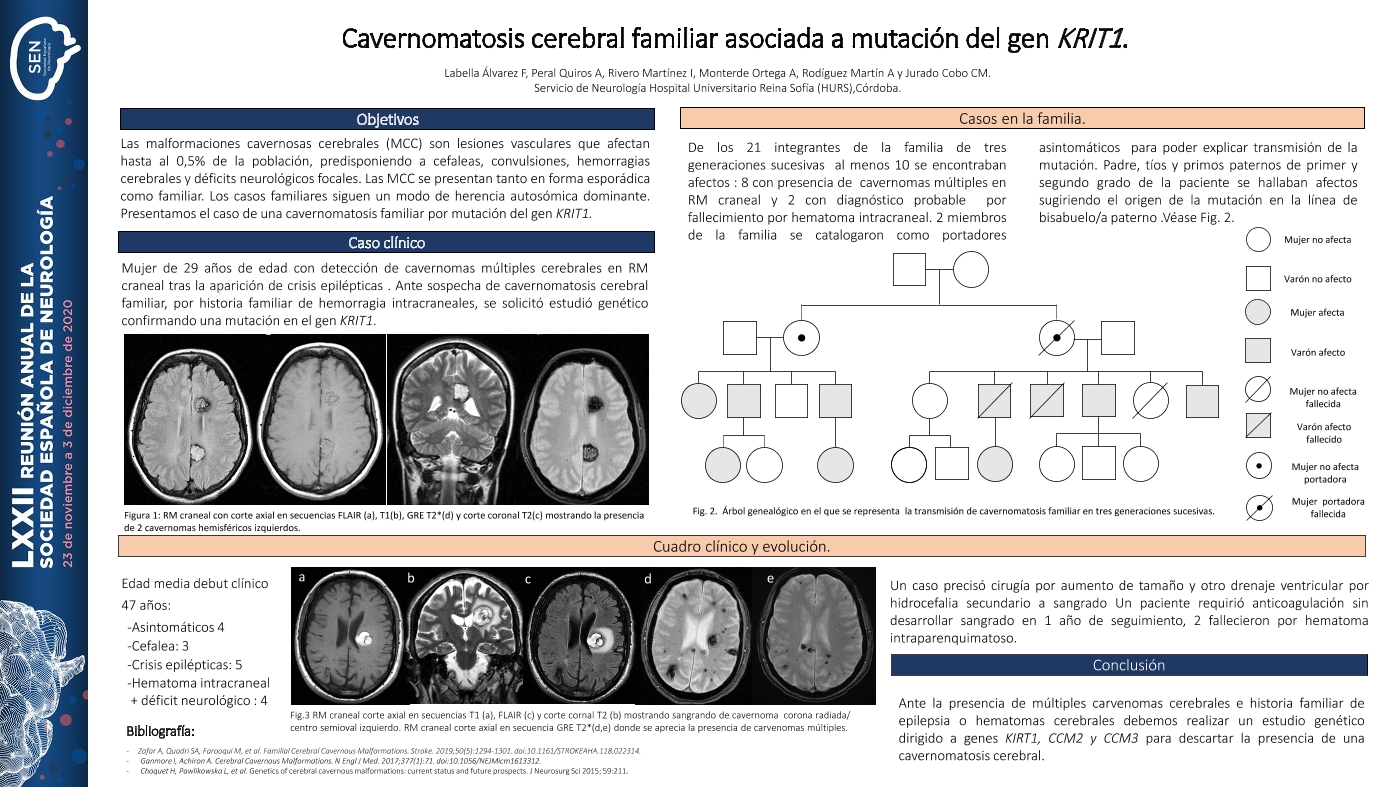 Cavernomatosis cerebral familiar asociada a mutación del gen KRIT1