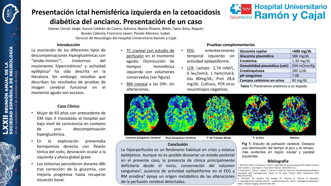Presentación ictal hemisférica izquierda en la cetoacidosis diabética del anciano. A propósito de un caso