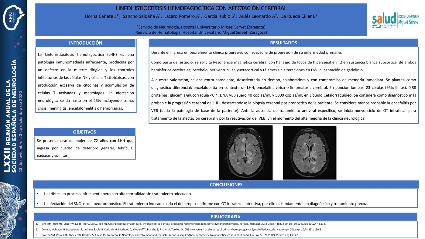 Linfohistiocitosis hemofagocítica con afectación cerebral