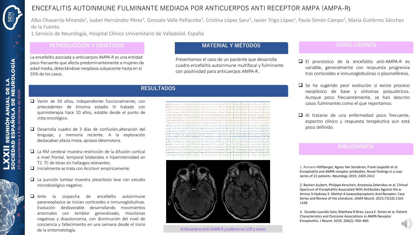 Encefalitis autoinmune fulminante mediada por anticuerpos anti receptor AMPA (AMPA-R)