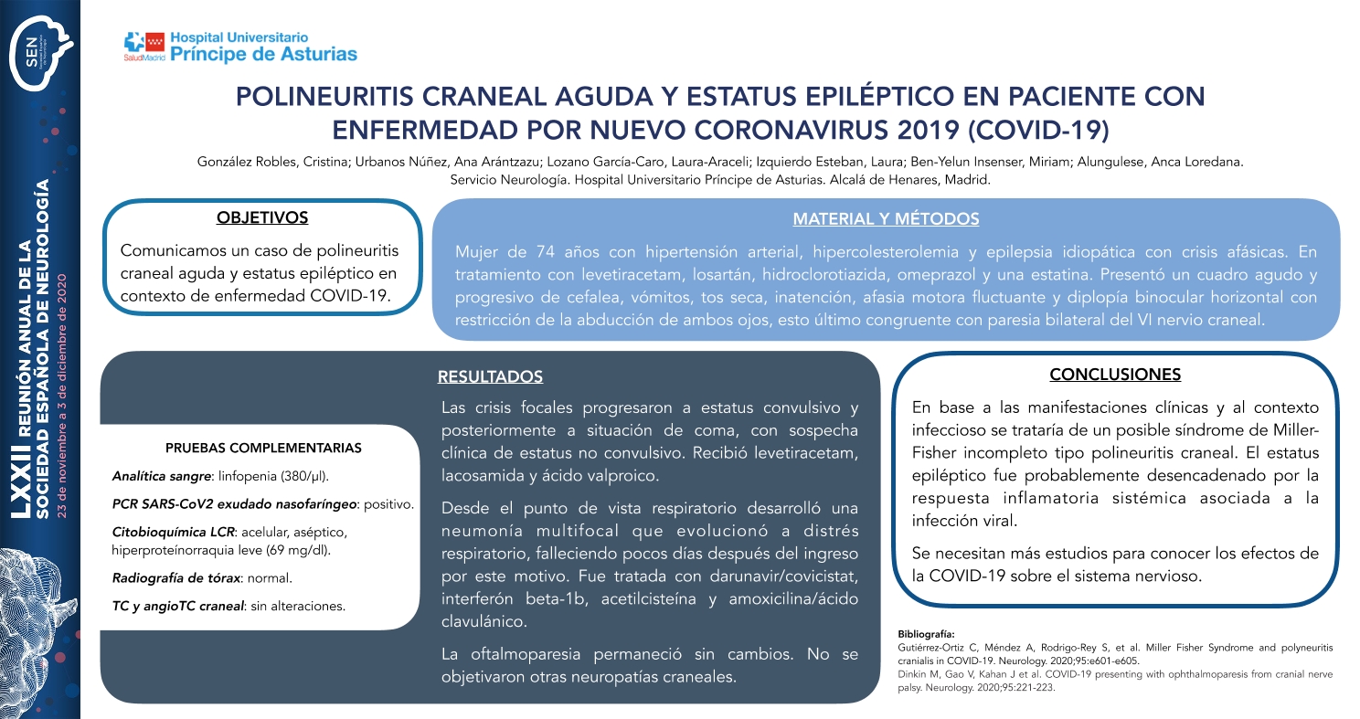 Polineuritis craneal aguda y estatus epiléptico en paciente con enfermedad por nuevo coronavirus 2019 (COVID-19)