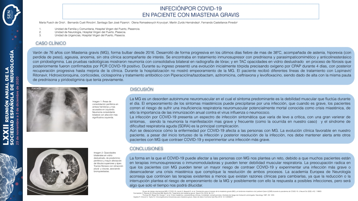 Infección por COVID-19 en paciente con Miastenia gravis.