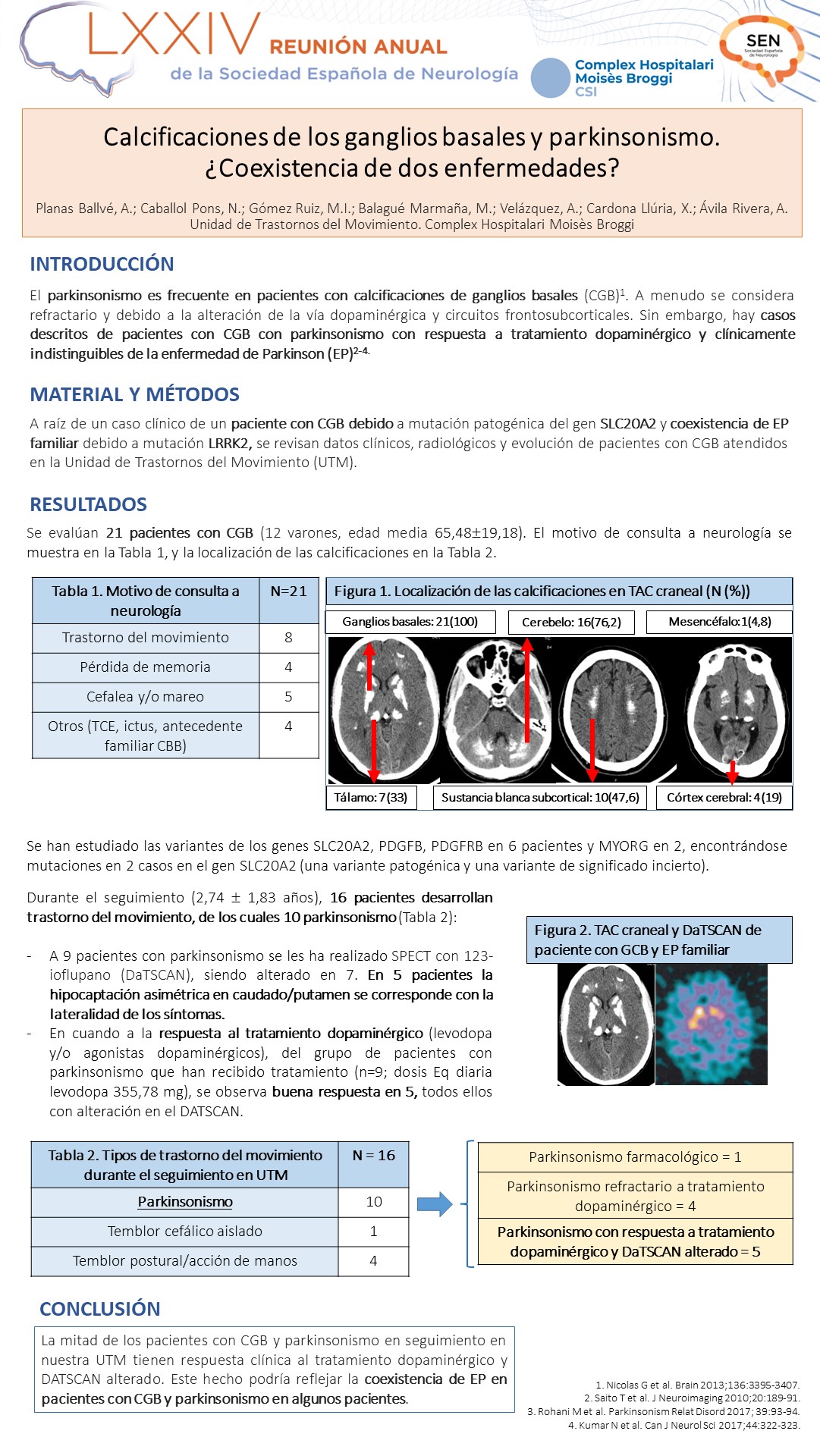 Calcificaciones ganglios basales y parkinsonismo. ¿Coexistencia de dos enfermedades?