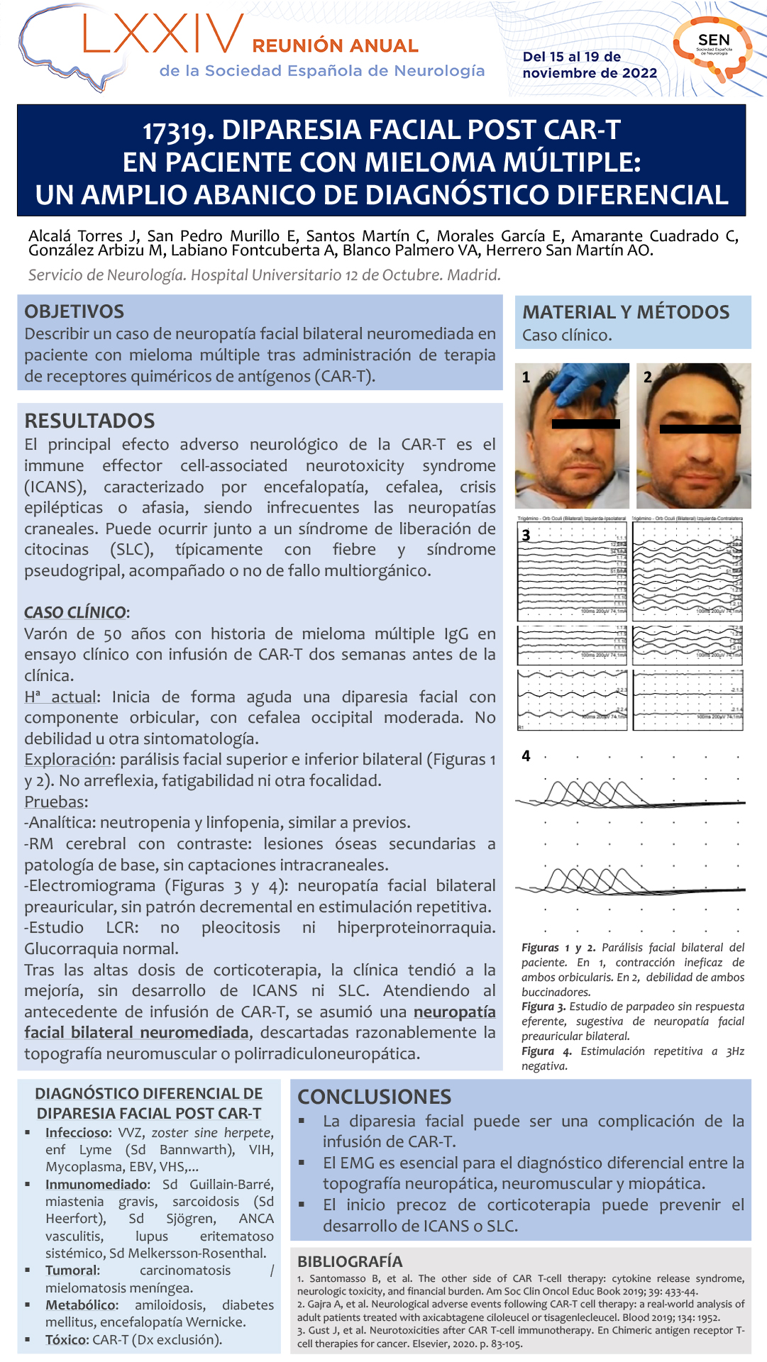 Diparesia facial post CAR-T en paciente con mieloma múltiple: un amplio abanico de diagnóstico diferencial