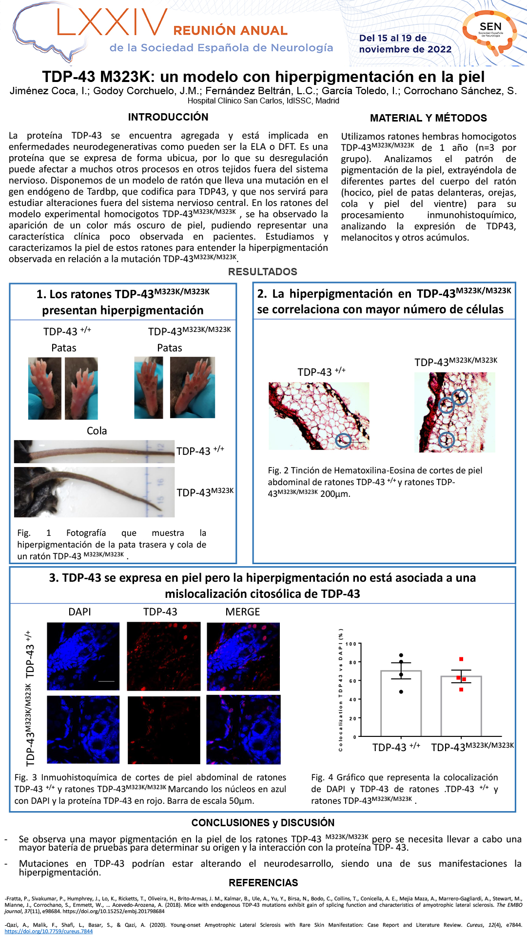 TDP-43 M323K: un modelo con hiperpigmentación en la piel