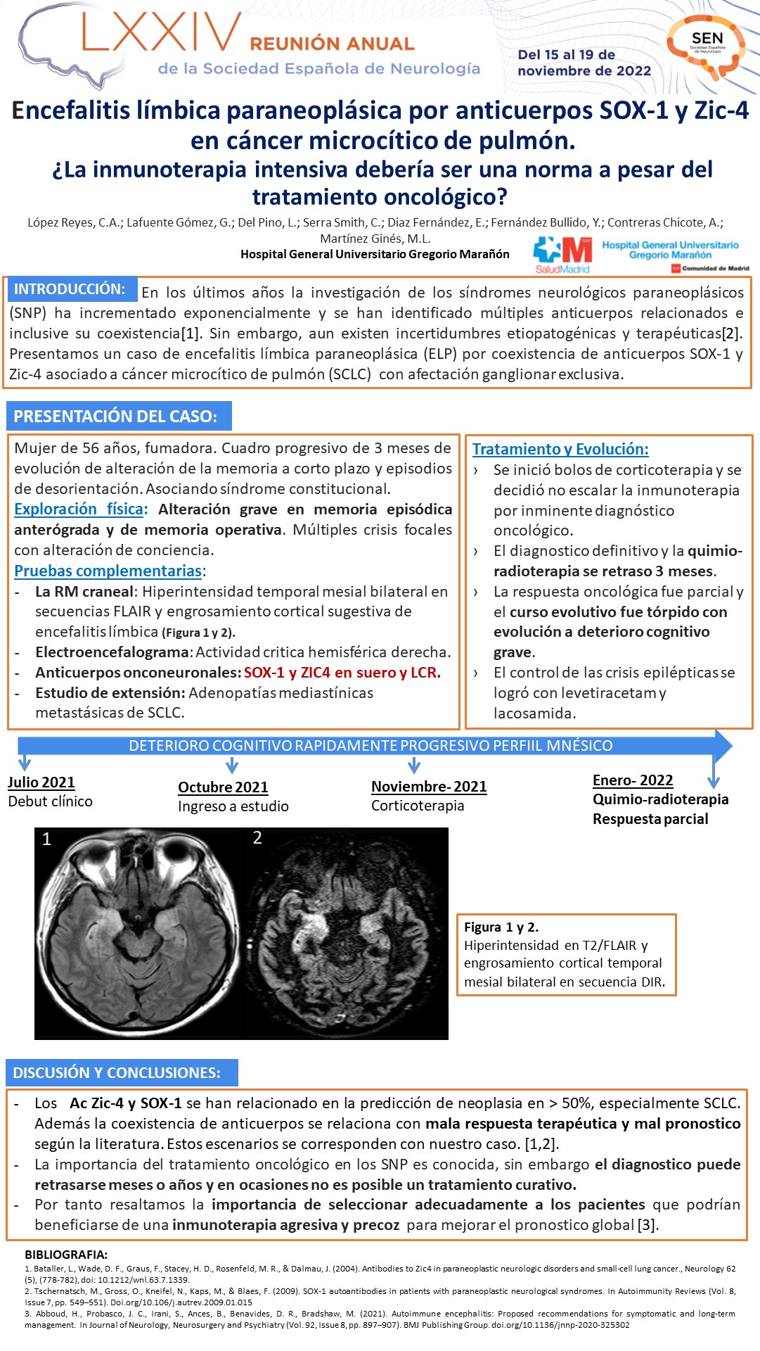 Encefalitis paraneoplásica por anticuerpos SOX-1 y Zic-4 en paciente con cáncer microcítico de pulmón: ¿La inmunoterapia precoz e intensiva debería ser una norma a pesar del tratamiento oncológico?