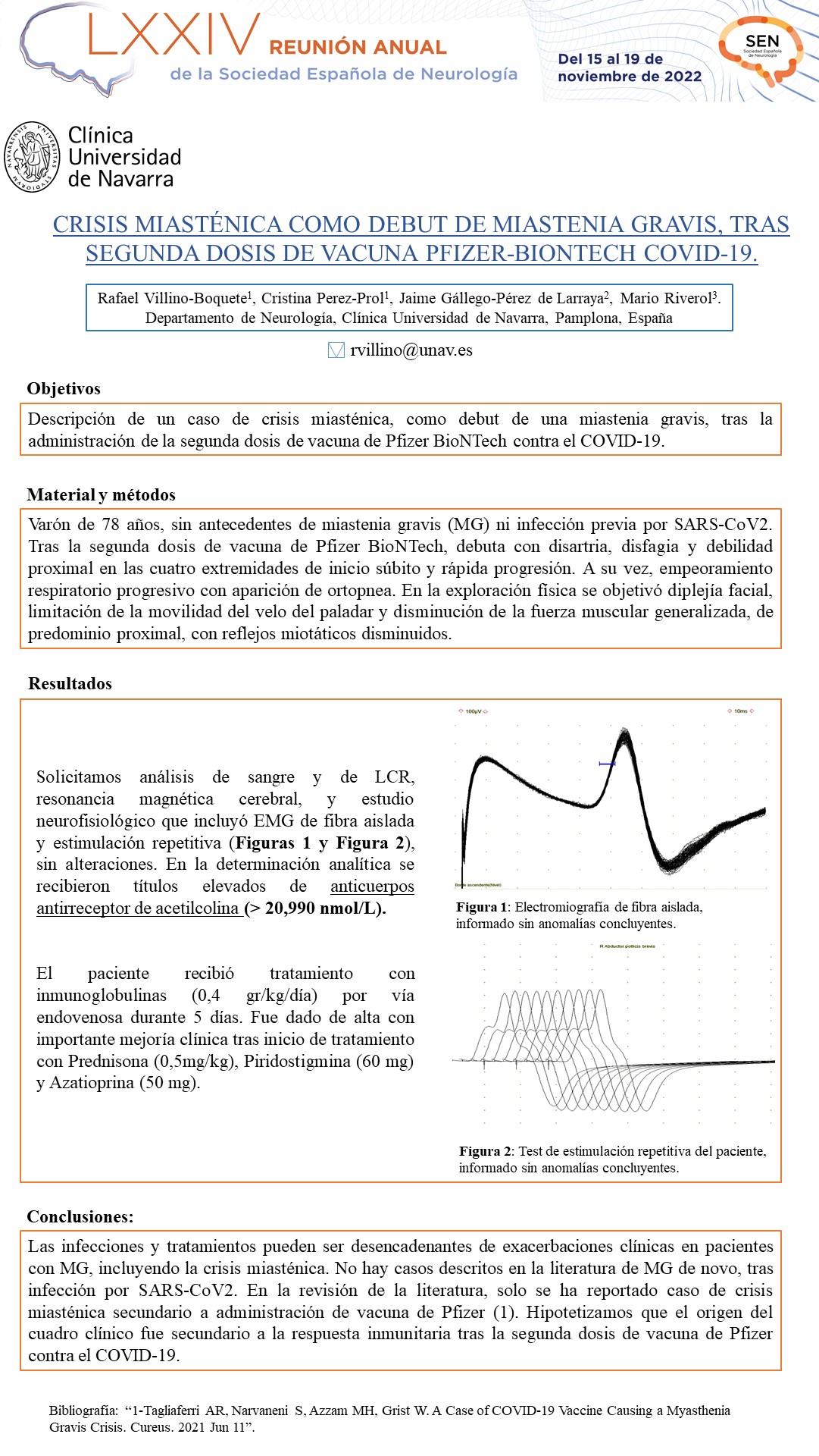 Crisis miasténica como debut de Miastenia gravis, tras segunda dosis de Vacuna Pfizer-BioNTech COVID-19