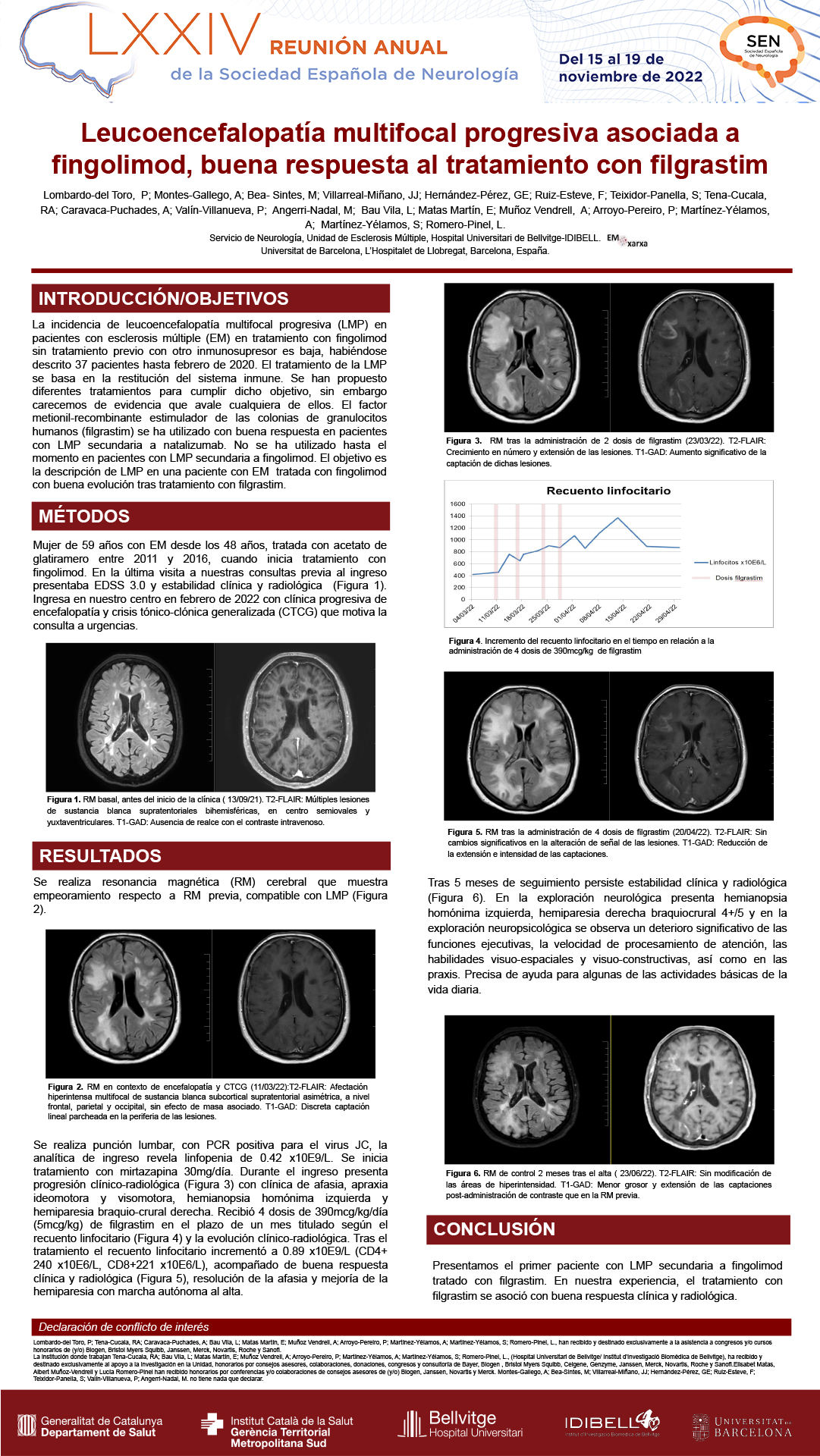 Leucoencefalopatía multifocal progresiva asociada a fingolimod, buena respuesta al tratamiento con filgrastim