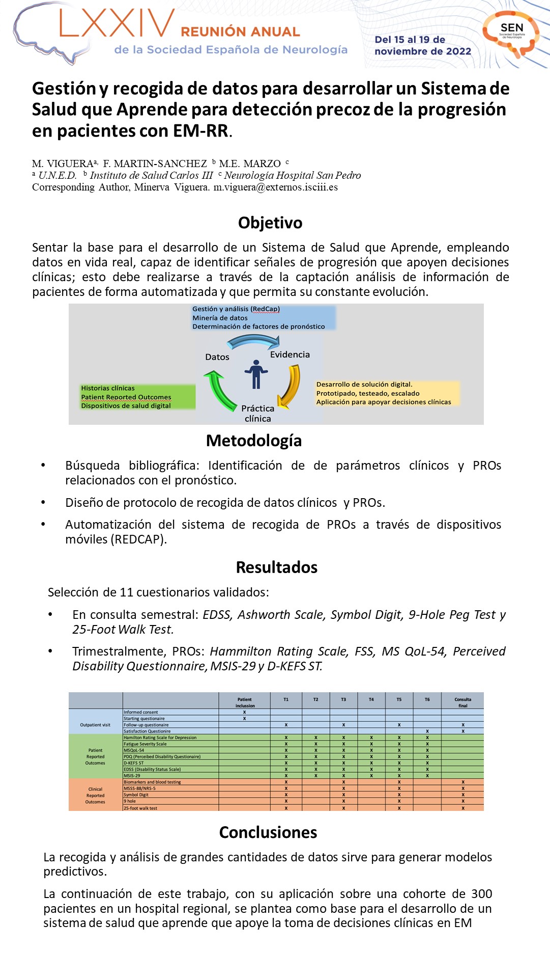 Gestión y recogida de datos para desarrollar un Sistema de Salud que Aprende que permita la detección precoz de la progresión en pacientes diagnosticados con esclerosis múltiple recurrente