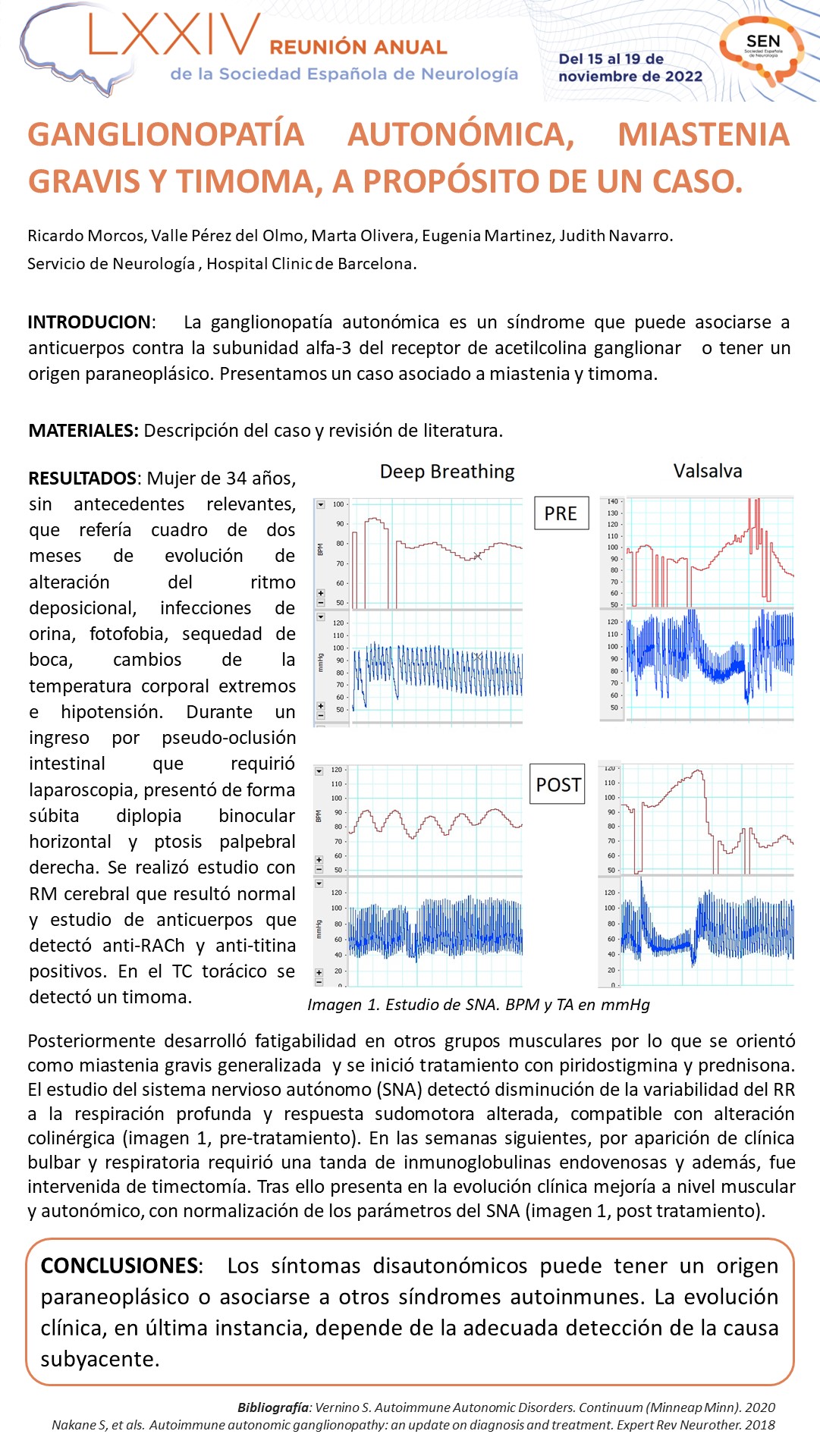 Ganglionopatía autonómica, miastenia gravis y timoma, a propósito de un caso