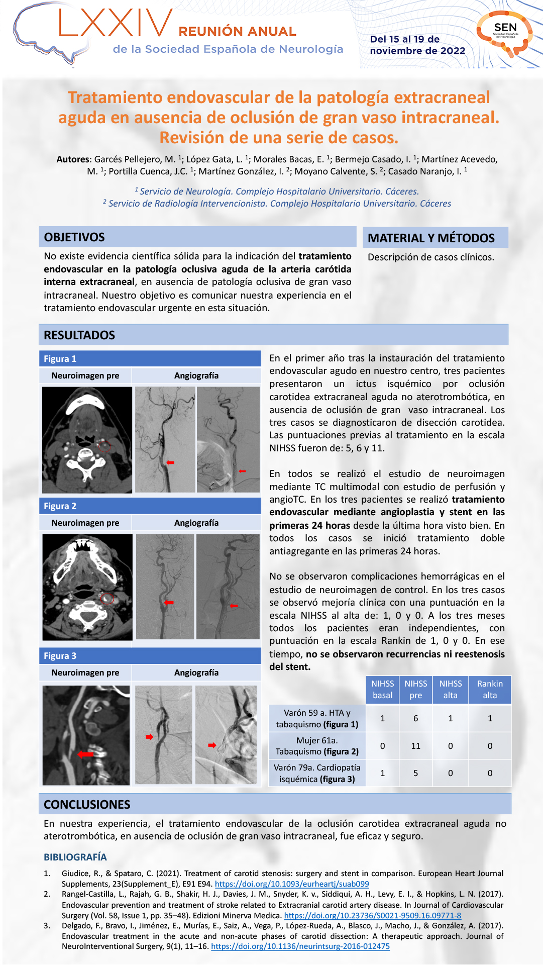 Tratamiento endovascular de la patología extracraneal aguda en ausencia de oclusión de vaso grande intracraneal. Revisión de una serie de casos