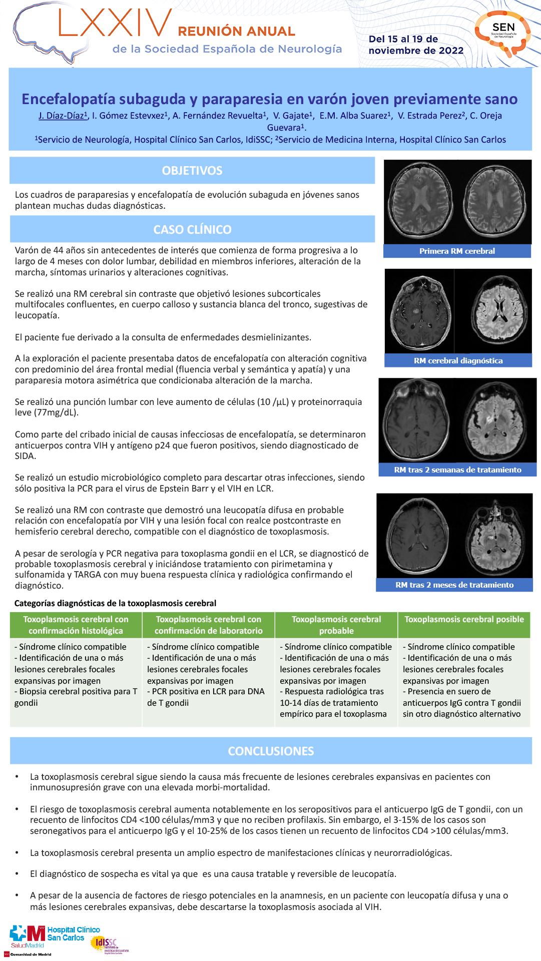 Encefalopatía subaguda y paraparesia en varón joven previamente sano