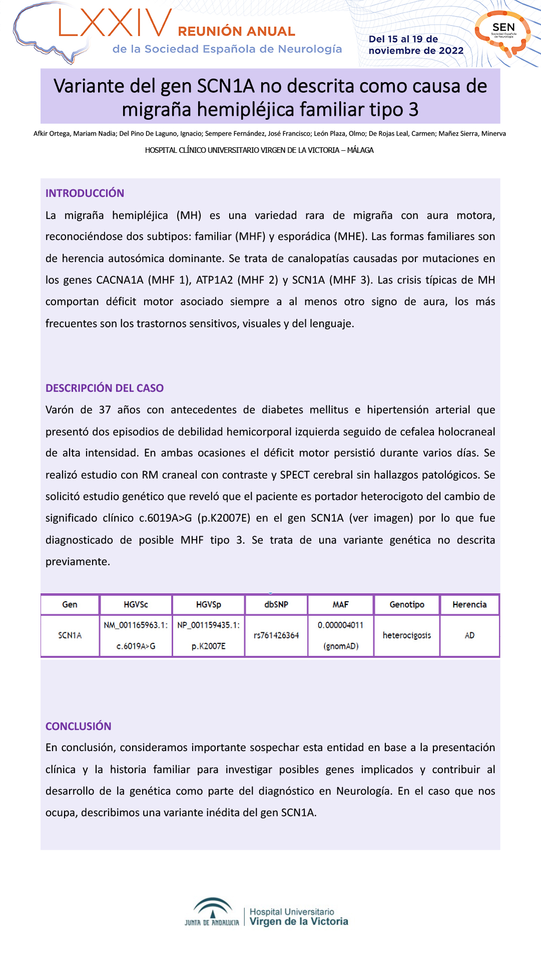 Variante del gen SCN1A no descrita como causa de migraña hemipléjica familiar tipo 3