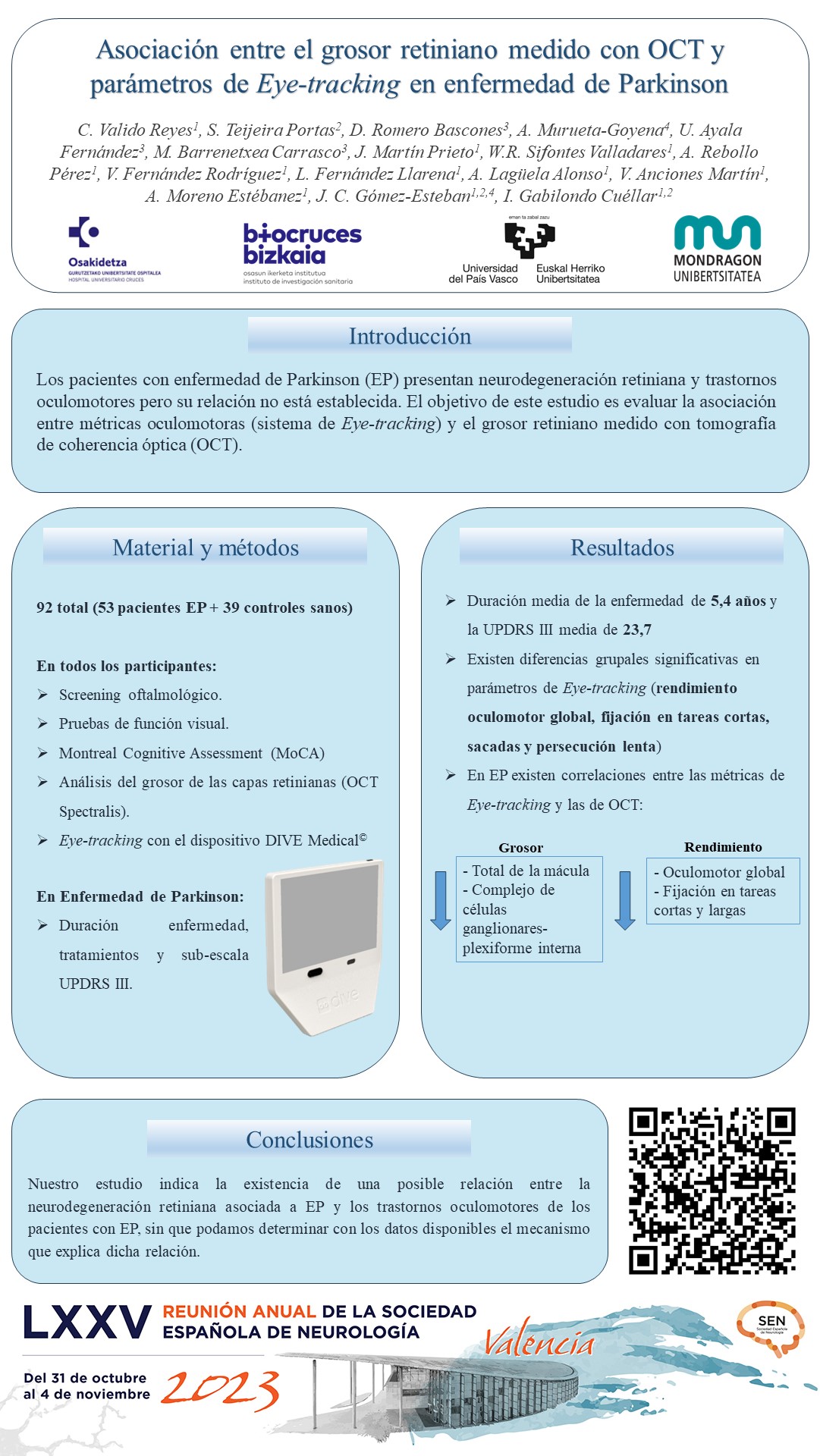 Asociación entre el grosor retiniano medido con OCT y parámetros de eye-tracking en enfermedad de Parkinson