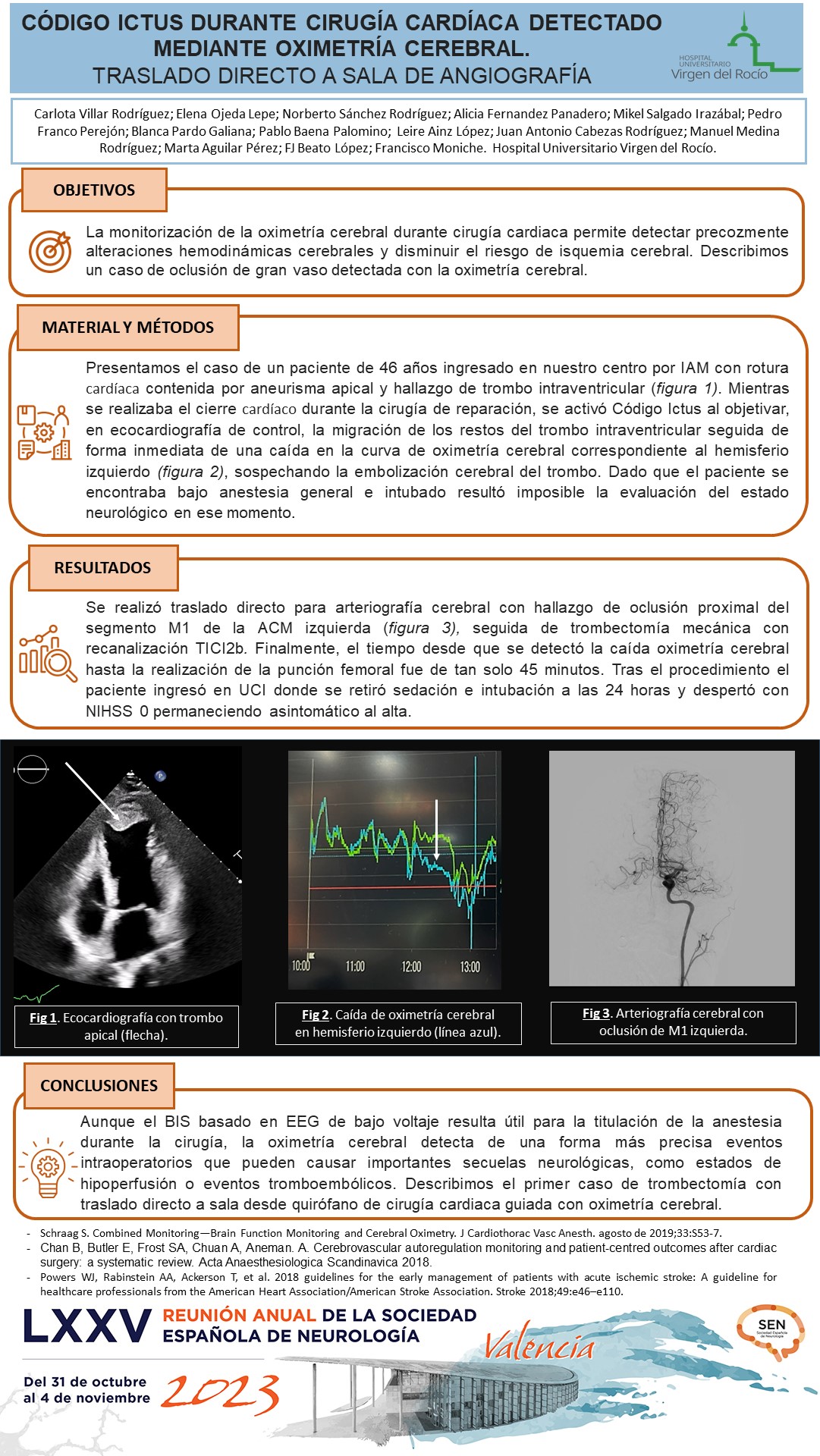 Código ictus durante cirugía cardíaca detectado mediante oximetría cerebral. Traslado directo a sala de angiografía