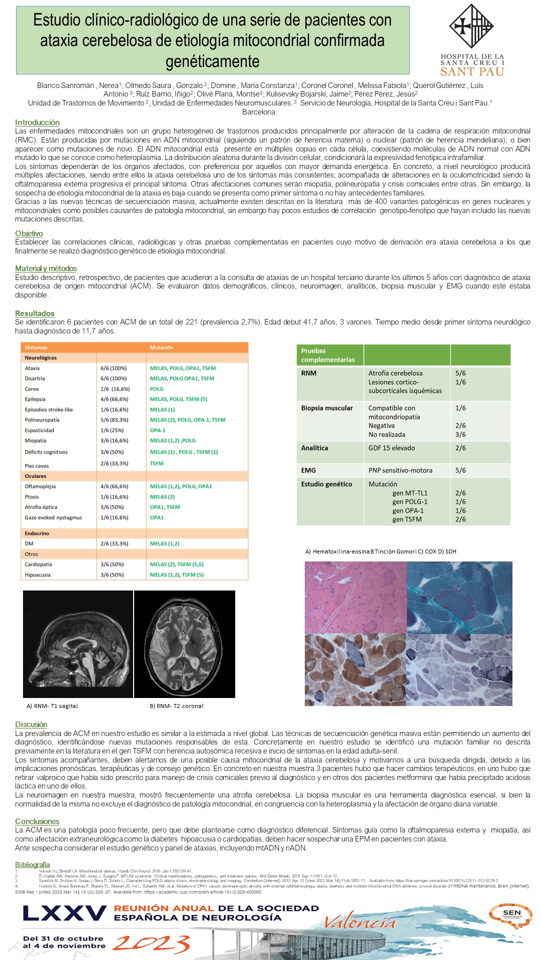 Estudio clínico-radiológico de una serie de pacientes con ataxia cerebelosa de etiología mitocondrial confirmada genéticamente