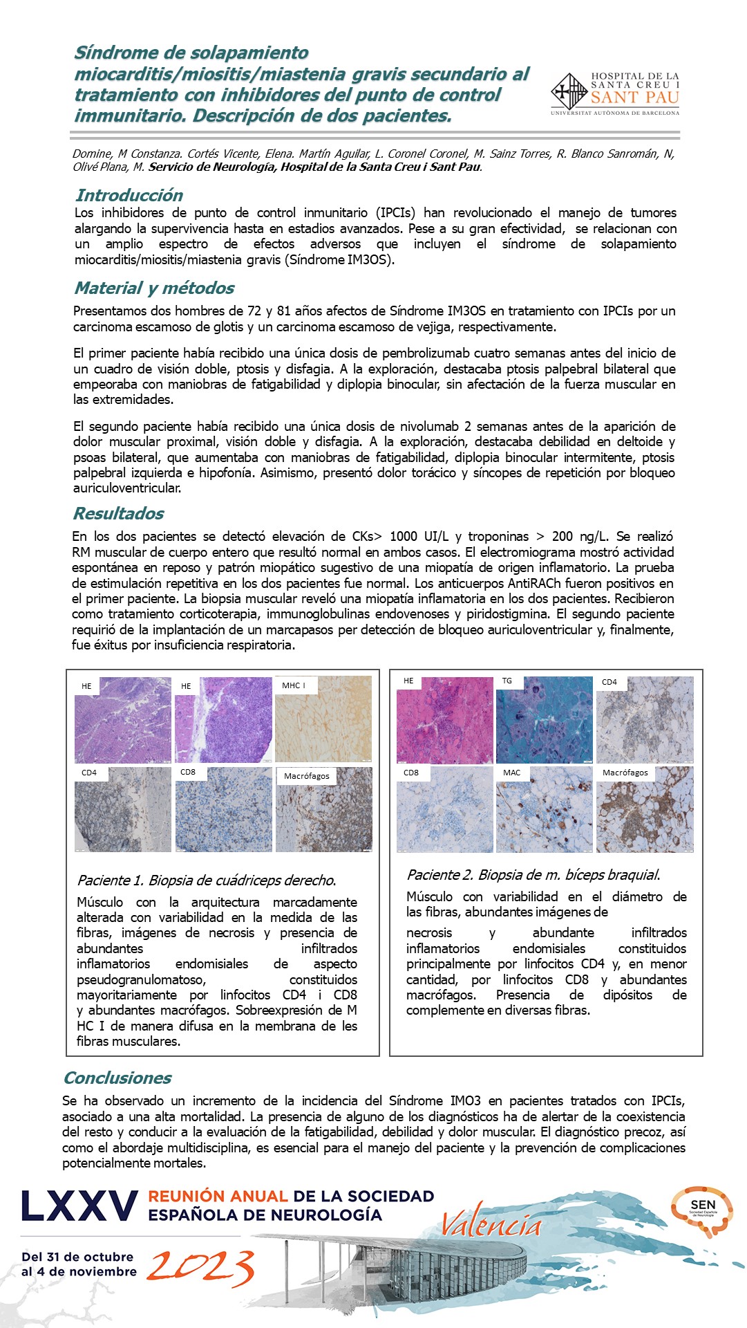 Síndrome de solapamiento miocarditis, miositis, miastenia gravis secundario al tratamiento con inhibidores de punto de control inmunitario. Serie de tres casos