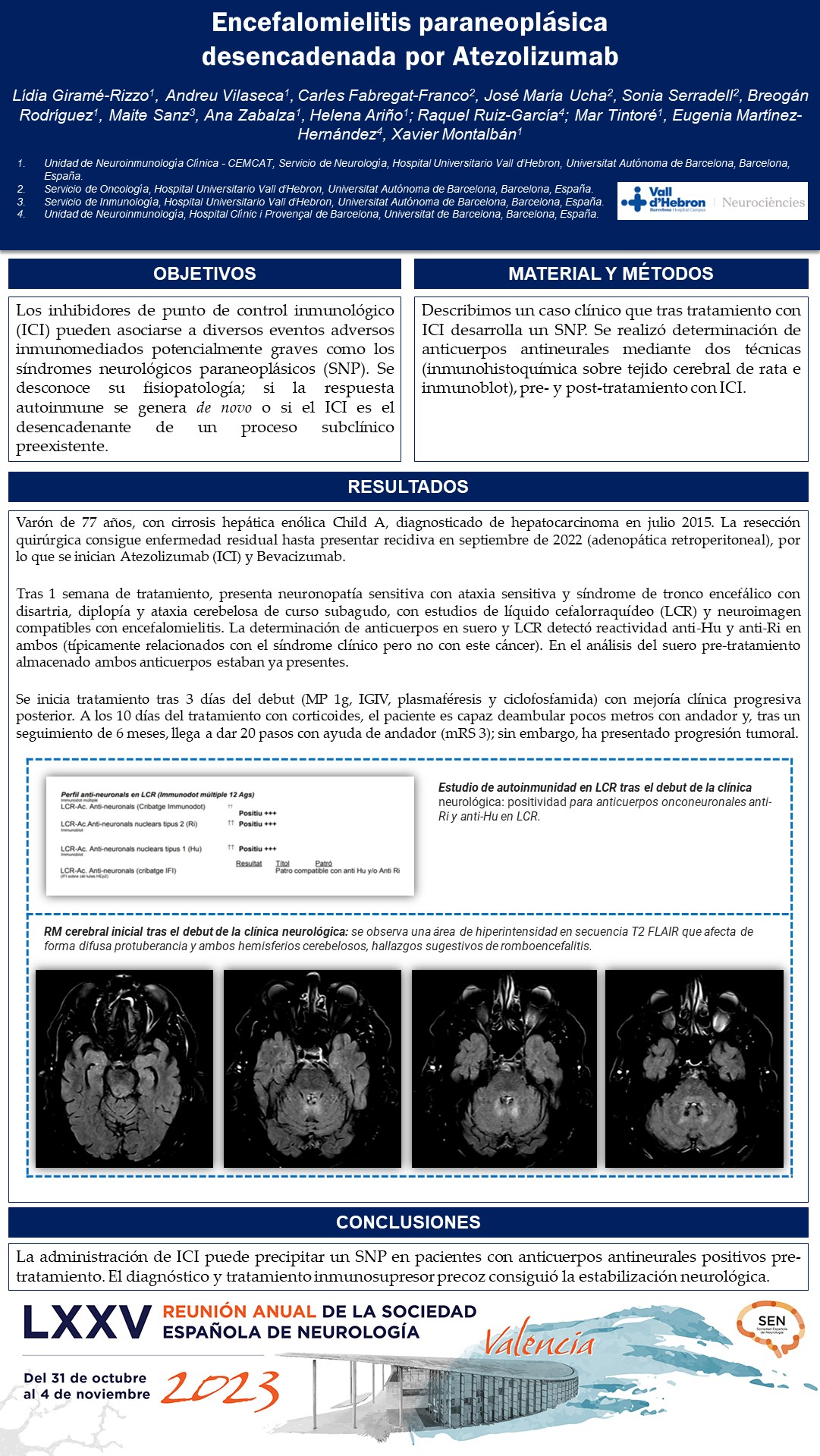 Encefalomielitis paraneoplásica desencadenada por Atezolizumab