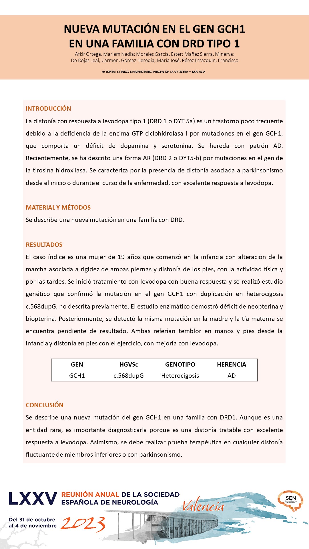 Nueva mutación en el gen GCH1 en una familia con DRD tipo 1 